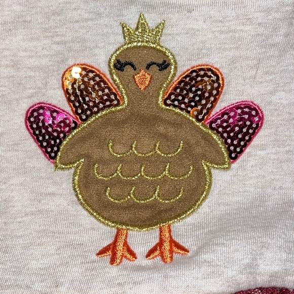 Little Lass Thanksgiving Turkey Peplum Top And Patterned Legging, 2-Piece Outfit - Picture 4 of 5
